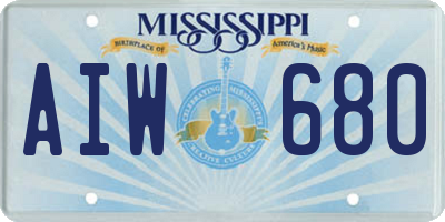 MS license plate AIW680