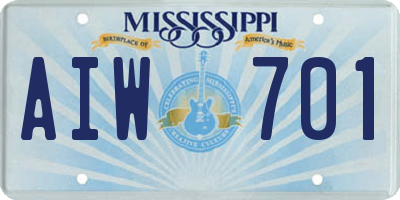 MS license plate AIW701