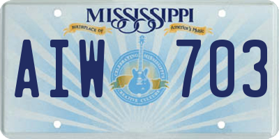 MS license plate AIW703