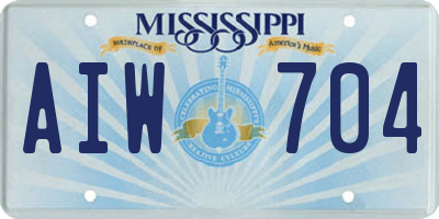 MS license plate AIW704