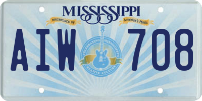 MS license plate AIW708