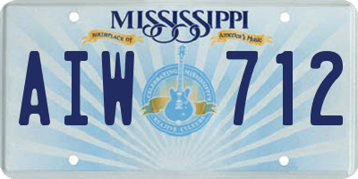 MS license plate AIW712