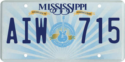 MS license plate AIW715