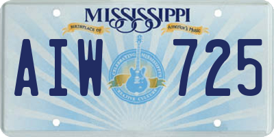 MS license plate AIW725