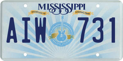 MS license plate AIW731