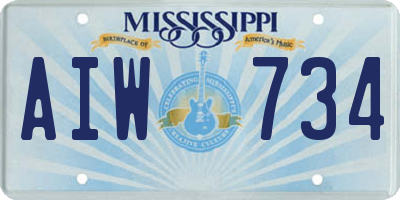 MS license plate AIW734