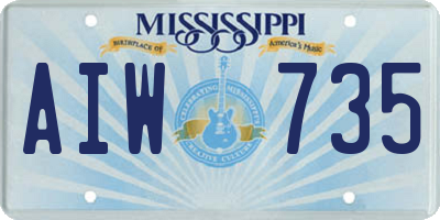 MS license plate AIW735