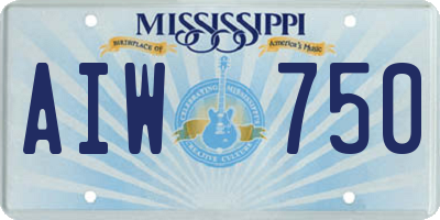 MS license plate AIW750