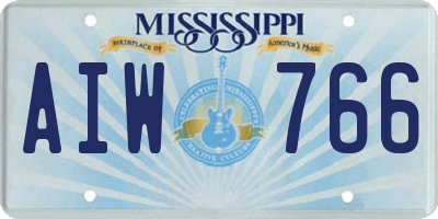 MS license plate AIW766