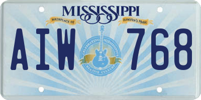 MS license plate AIW768