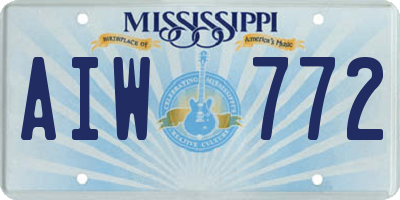 MS license plate AIW772