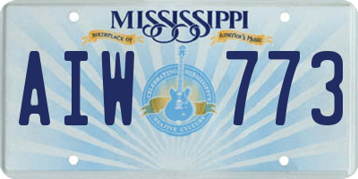 MS license plate AIW773