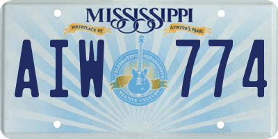 MS license plate AIW774
