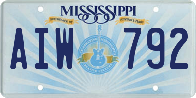 MS license plate AIW792