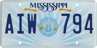 MS license plate AIW794