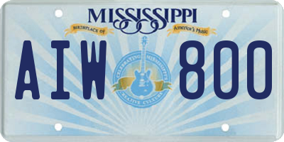 MS license plate AIW800