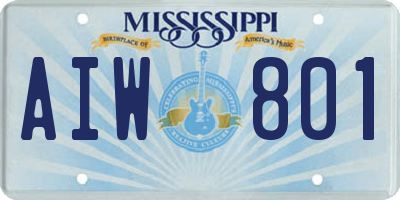 MS license plate AIW801