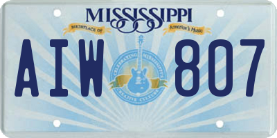 MS license plate AIW807