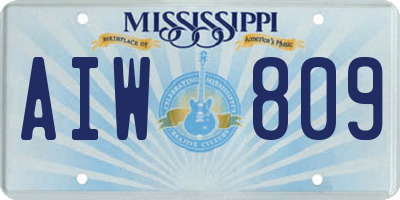 MS license plate AIW809