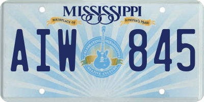 MS license plate AIW845