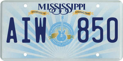MS license plate AIW850