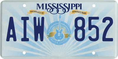 MS license plate AIW852