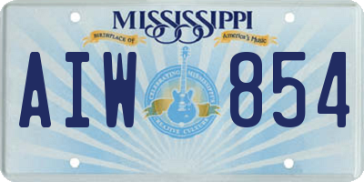 MS license plate AIW854