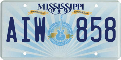 MS license plate AIW858