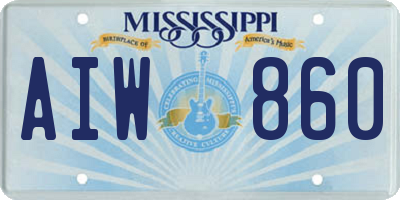 MS license plate AIW860