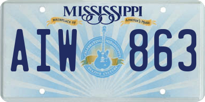 MS license plate AIW863