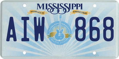 MS license plate AIW868