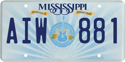 MS license plate AIW881