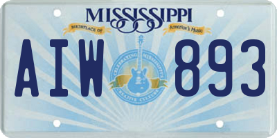 MS license plate AIW893