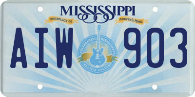 MS license plate AIW903