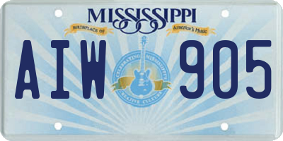MS license plate AIW905