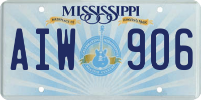 MS license plate AIW906