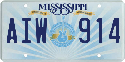MS license plate AIW914