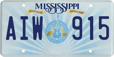 MS license plate AIW915