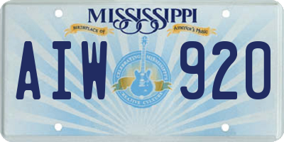 MS license plate AIW920
