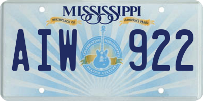 MS license plate AIW922