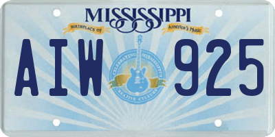 MS license plate AIW925