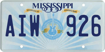 MS license plate AIW926