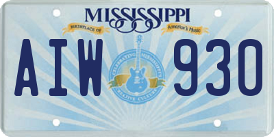 MS license plate AIW930