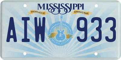 MS license plate AIW933