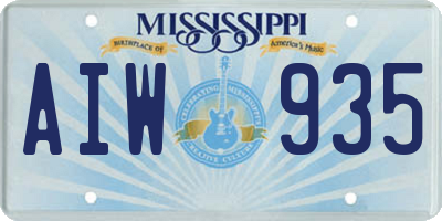MS license plate AIW935