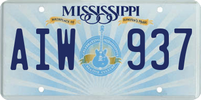 MS license plate AIW937