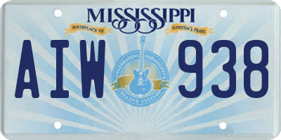 MS license plate AIW938