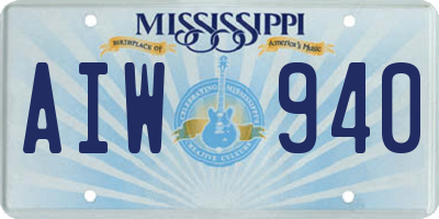 MS license plate AIW940