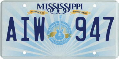 MS license plate AIW947