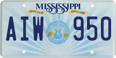 MS license plate AIW950